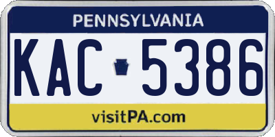 PA license plate KAC5386