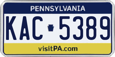 PA license plate KAC5389