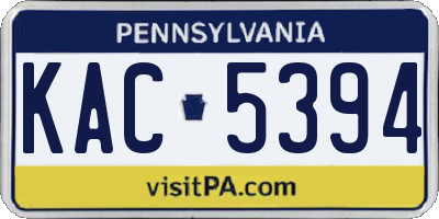 PA license plate KAC5394