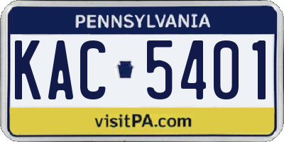 PA license plate KAC5401
