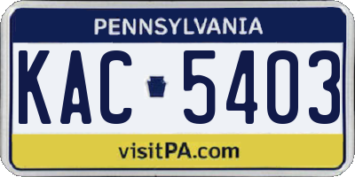PA license plate KAC5403