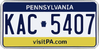 PA license plate KAC5407