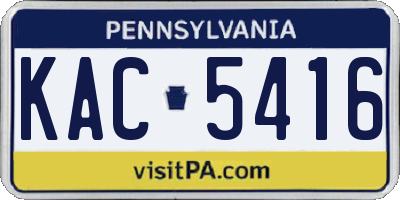 PA license plate KAC5416