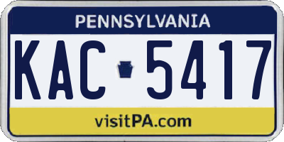 PA license plate KAC5417