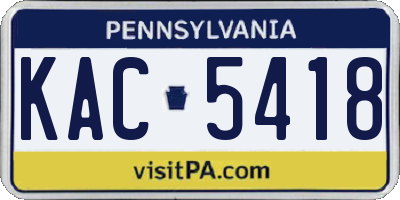 PA license plate KAC5418