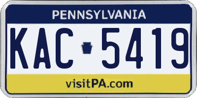 PA license plate KAC5419