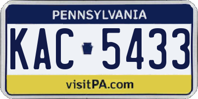 PA license plate KAC5433