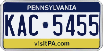 PA license plate KAC5455