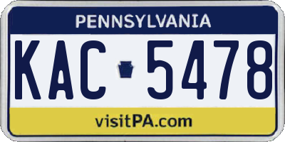 PA license plate KAC5478