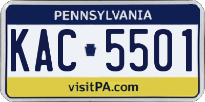 PA license plate KAC5501