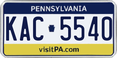 PA license plate KAC5540