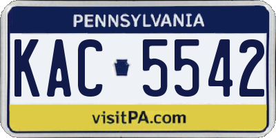 PA license plate KAC5542