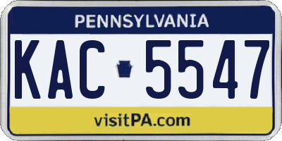 PA license plate KAC5547