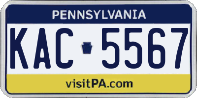 PA license plate KAC5567