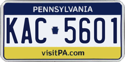PA license plate KAC5601