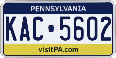 PA license plate KAC5602