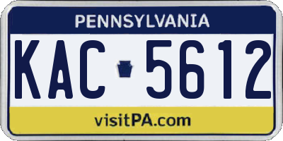 PA license plate KAC5612