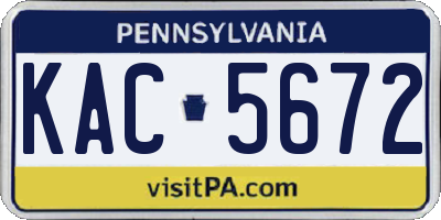 PA license plate KAC5672