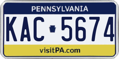 PA license plate KAC5674