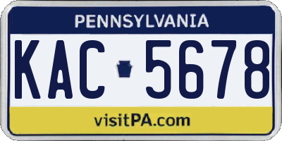 PA license plate KAC5678
