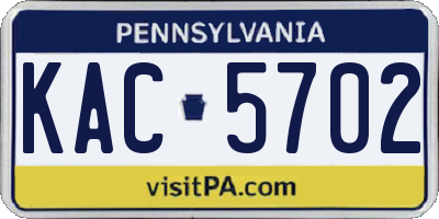 PA license plate KAC5702