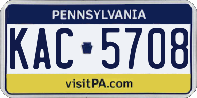PA license plate KAC5708