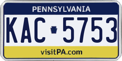 PA license plate KAC5753