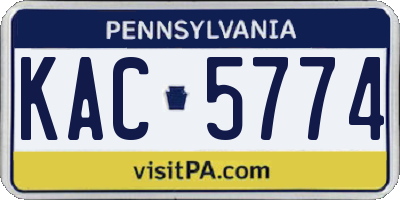 PA license plate KAC5774