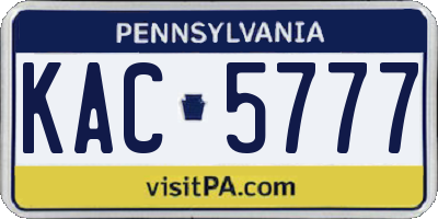 PA license plate KAC5777