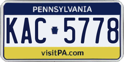 PA license plate KAC5778