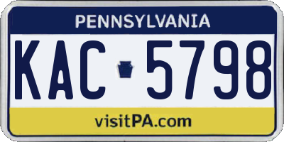 PA license plate KAC5798