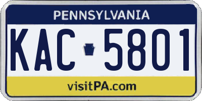 PA license plate KAC5801