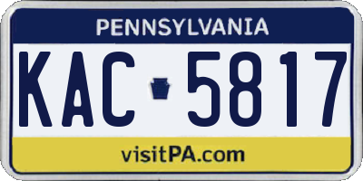 PA license plate KAC5817