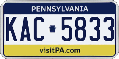 PA license plate KAC5833