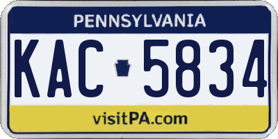 PA license plate KAC5834