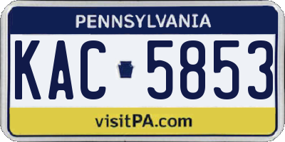 PA license plate KAC5853