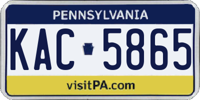 PA license plate KAC5865