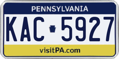 PA license plate KAC5927