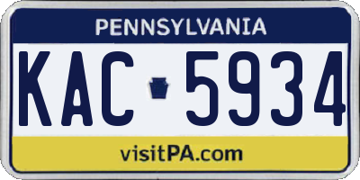 PA license plate KAC5934