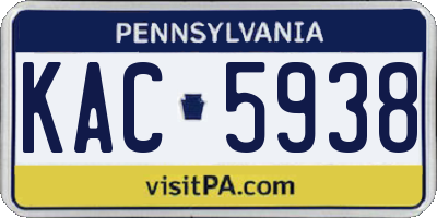 PA license plate KAC5938