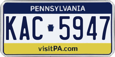 PA license plate KAC5947