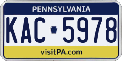 PA license plate KAC5978