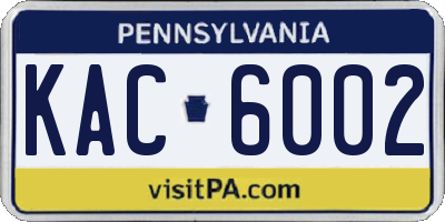 PA license plate KAC6002