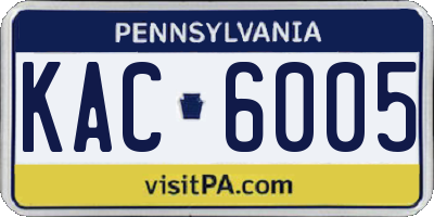 PA license plate KAC6005