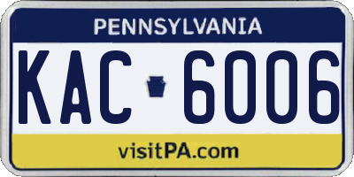 PA license plate KAC6006