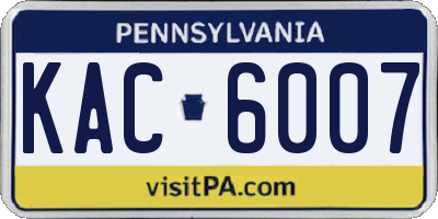 PA license plate KAC6007