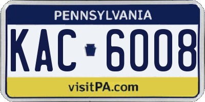 PA license plate KAC6008