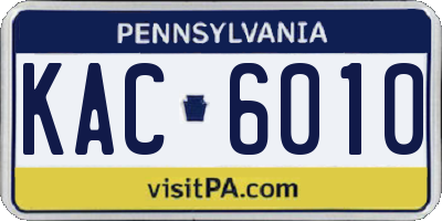 PA license plate KAC6010