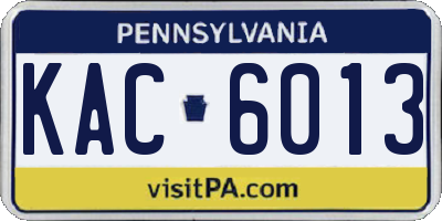 PA license plate KAC6013