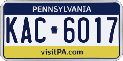 PA license plate KAC6017